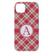 Red & Tan Plaid iPhone 14 Plus Case - Back