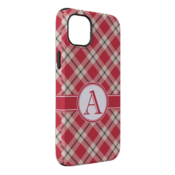 Custom Red & Tan Plaid iPhone Case - Rubber Lined - iPhone 14 Plus (Personalized)