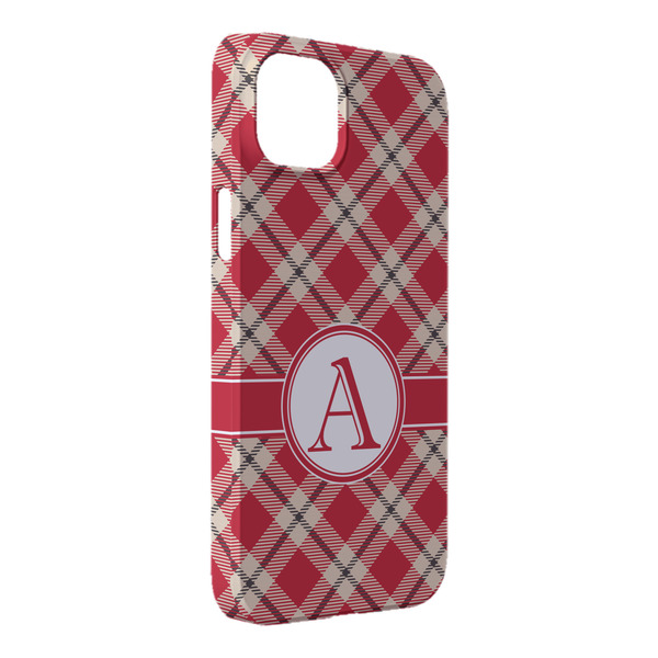 Custom Red & Tan Plaid iPhone Case - Plastic - iPhone 14 Pro Max (Personalized)