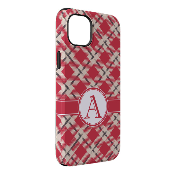 Custom Red & Tan Plaid iPhone Case - Rubber Lined - iPhone 14 Pro Max (Personalized)