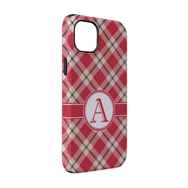 Custom Red & Tan Plaid iPhone Case - Rubber Lined - iPhone 14 (Personalized)