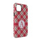 Red & Tan Plaid iPhone 14 Tough Case - Angle