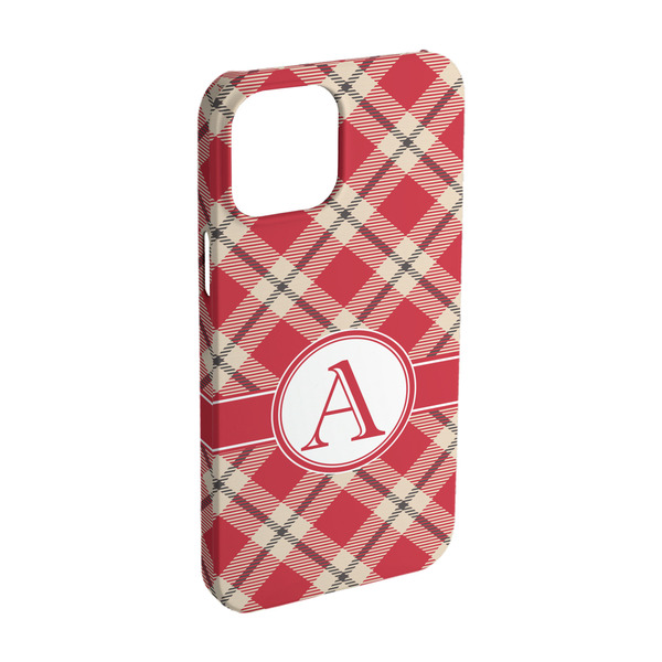 Custom Red & Tan Plaid iPhone Case - Plastic - iPhone 15 (Personalized)