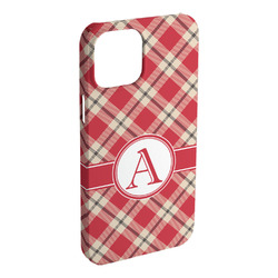 Red & Tan Plaid iPhone Case - Plastic - iPhone 15 Plus (Personalized)