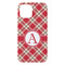 Red & Tan Plaid iPhone 15 Plus Case - Back