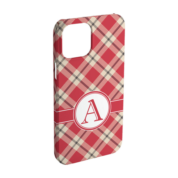 Custom Red & Tan Plaid iPhone Case - Plastic - iPhone 15 Pro (Personalized)