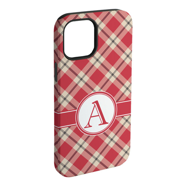 Custom Red & Tan Plaid iPhone Case - Rubber Lined (Personalized)