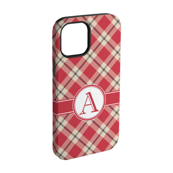 Custom Red & Tan Plaid iPhone Case - Rubber Lined - iPhone 15 (Personalized)