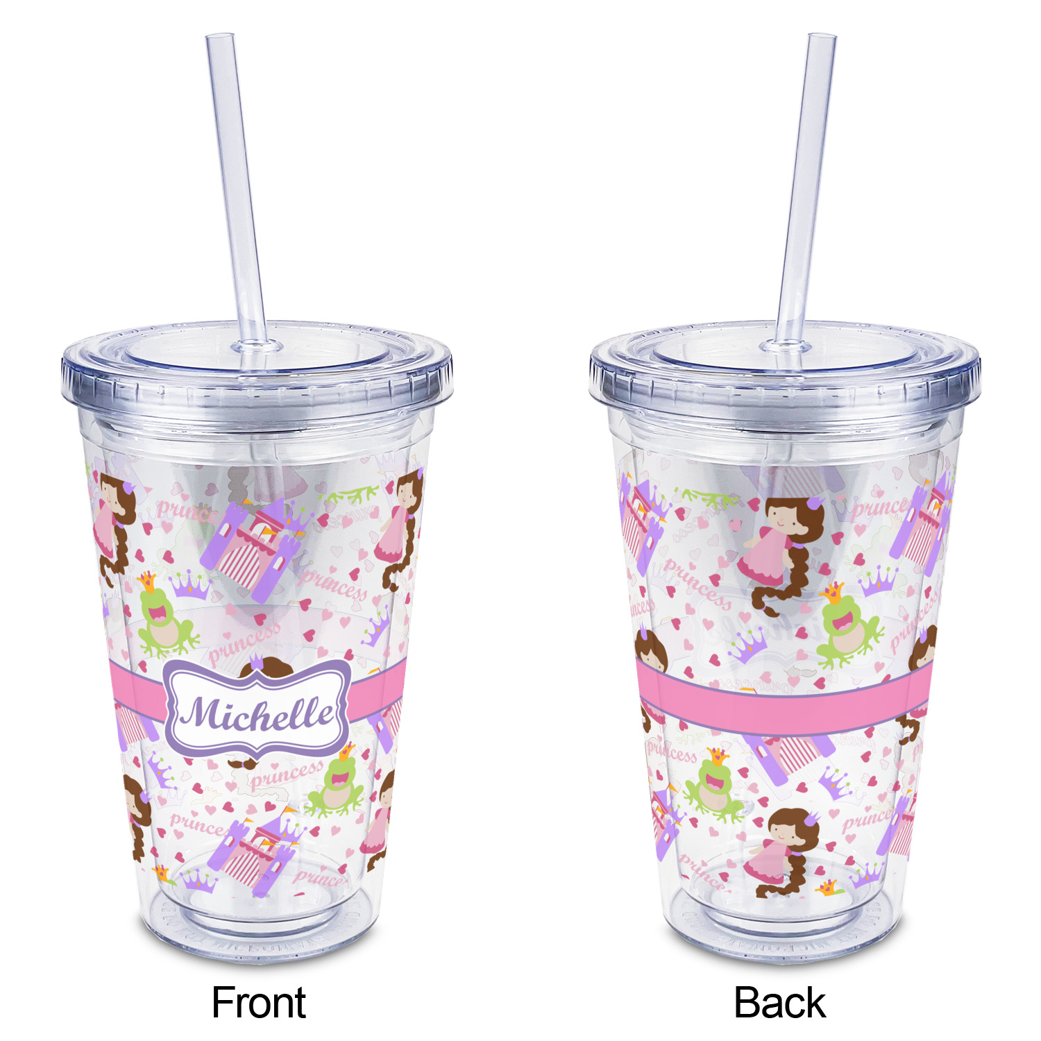 Girly Girl Design Custom 16 oz Double Wall Acrylic Tumbler with Lid & Straw  - Full Print