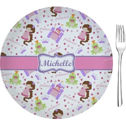 Princess Print 8" Glass Appetizer / Dessert Plates - Single or Set (Personalized)