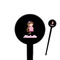 Princess Print Black Plastic 4" Food Pick - Round - Closeup