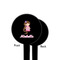 Princess Print Black Plastic 4" Food Pick - Round - Single Sided - Front & Back