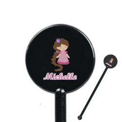 Princess Print 5.5" Round Plastic Stir Sticks - Black - Double Sided (Personalized)