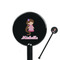 Princess Print Black Plastic 5.5" Stir Stick - Round - Closeup