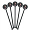 Princess Print Black Plastic 5.5" Stir Stick - Round - Fan View