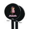 Princess Print Black Plastic 5.5" Stir Stick - Single Sided - Round - Front & Back