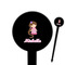 Princess Print Black Plastic 6" Food Pick - Round - Closeup