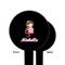 Princess Print Black Plastic 6" Food Pick - Round - Single Sided - Front & Back