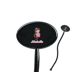 Princess Print 7" Oval Plastic Stir Sticks - Black - Double Sided (Personalized)