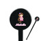 Princess Print Black Plastic 7" Stir Stick - Round - Closeup