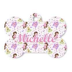 Princess Print Bone Shaped Dog ID Tag - Large (Personalized)