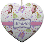 Princess Print Heart Ceramic Ornament w/ Name or Text