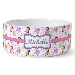 Princess Print Ceramic Dog Bowl (Personalized)