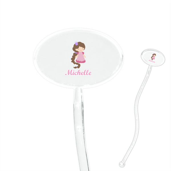 Custom Princess Print 7" Oval Plastic Stir Sticks - Clear (Personalized)