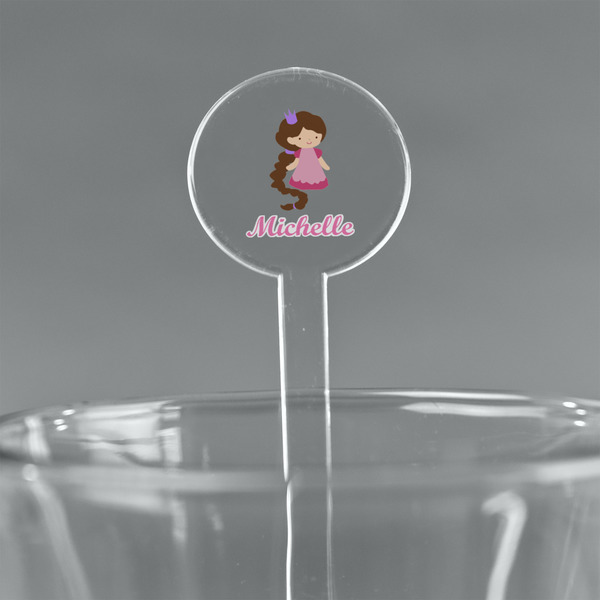 Custom Princess Print 7" Round Plastic Stir Sticks - Clear (Personalized)