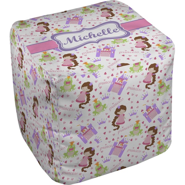 Custom Princess Print Cube Pouf Ottoman - 13" (Personalized)