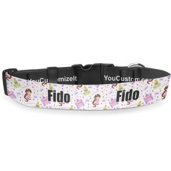 Princess Print Deluxe Dog Collar - Large (13" to 21") (Personalized)