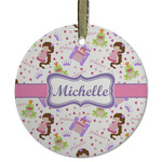 Princess Print Flat Glass Ornament - Round w/ Name or Text