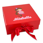 Princess Print Gift Box with Magnetic Lid - Red (Personalized)