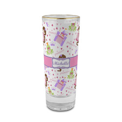 Princess Print 2 oz Shot Glass -  Glass with Gold Rim - Single (Personalized)