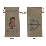 Princess Print Large Burlap Gift Bag - Front & Back (Personalized)