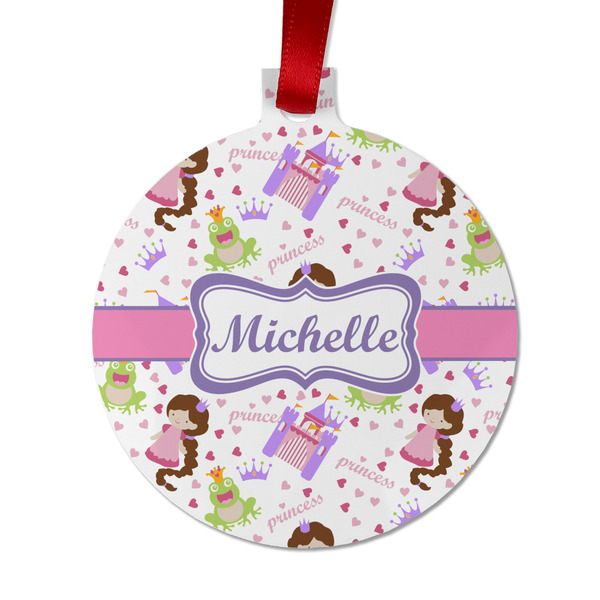 Custom Princess Print Metal Ball Ornament - Double Sided w/ Name or Text