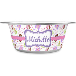 Princess Print Stainless Steel Dog Bowl - Medium (Personalized)