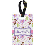 Princess Print Plastic Luggage Tag - Rectangular w/ Name or Text