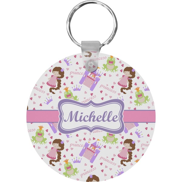 Custom Princess Print Round Plastic Keychain (Personalized)