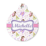 Princess Print Round Pet ID Tag - Small (Personalized)