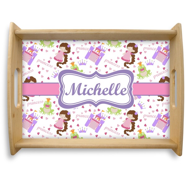 Custom Princess Print Natural Wooden Tray - Large (Personalized)