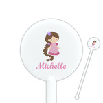 Princess Print 5.5" Round Plastic Stir Sticks - White - Single Sided (Personalized)