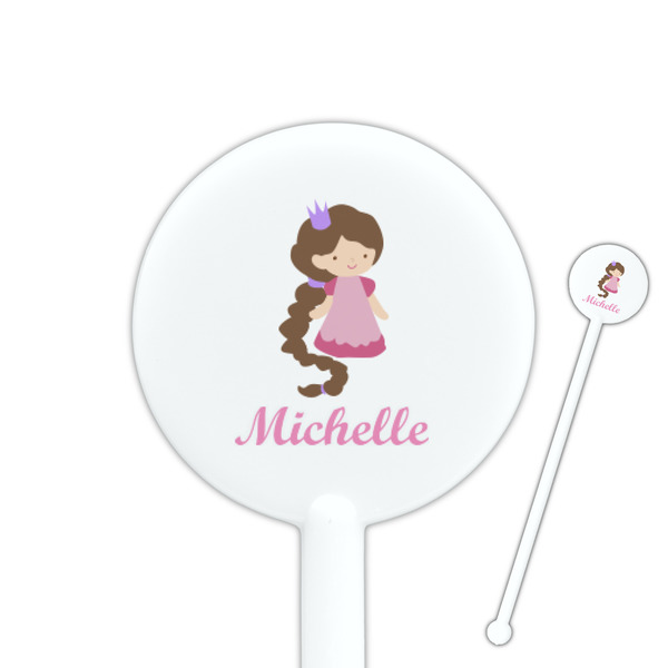 Custom Princess Print 5.5" Round Plastic Stir Sticks - White - Single Sided (Personalized)