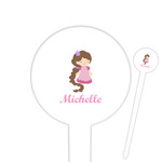 Princess Print 6" Round Plastic Food Picks - White - Double Sided (Personalized)