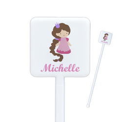 Princess Print Square Plastic Stir Sticks - Single Sided (Personalized)