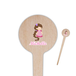 Princess Print 4" Round Wooden Food Picks - Single Sided (Personalized)