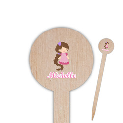 Princess Print 6" Round Wooden Food Picks - Single Sided (Personalized)