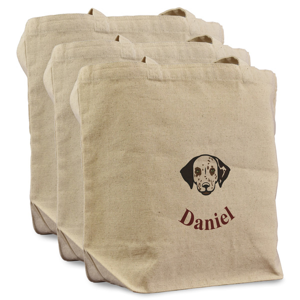 Custom Dog Faces Reusable Cotton Grocery Bags - Set of 3 (Personalized)