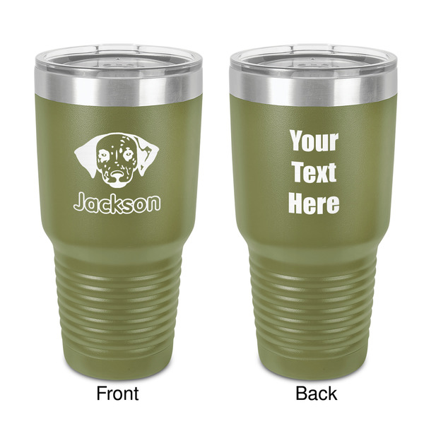 Custom Dog Faces 30 oz Stainless Steel Tumbler - Olive - Double-Sided (Personalized)