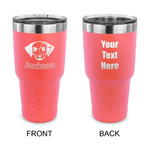 Dog Faces 30 oz Stainless Steel Tumbler - Coral - Double Sided (Personalized)